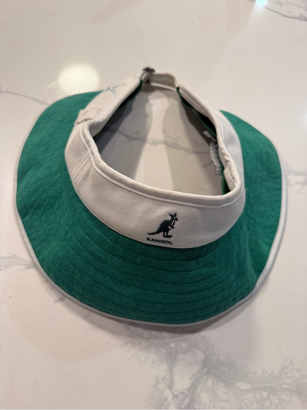 Kangol Green and White Sport Visor with Embroidered Logo